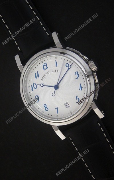 Breguet De La Marine Swiss Replica Steel Watch in White Dial