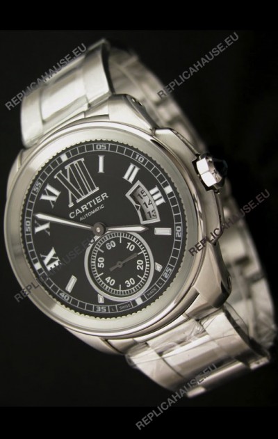 Calibre De Cartier Japanese Automatic Replica Watch in Black Dial