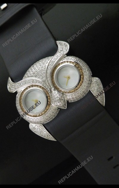 Chopard Animal World Ladies Owl Black Full Diamond Watch