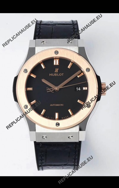 Hublot Classic Fusion Two Tone Black Dial 42MM Swiss Replica Watch 1:1 Mirror Quality