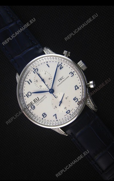 IWC Portuguese Chronograph White Dial with Diamonds 1:1 Mirror Replica Watch