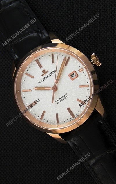 Jaeger LeCoultre Geophysic True Second Pink Gold Swiss Replica Watch White Dial 