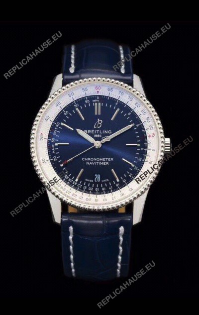 Breitling Navitimer 1 Automatic Swiss Replica Watch in Blue Dial - Leather Strap