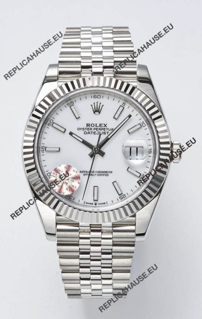Rolex Datejust Cal.3235 Movement Swiss Watch 1:1 Mirror Replica 904L Steel 41MM - White Dial 