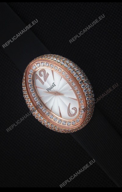 Piaget Limelight Magic Hour Swiss Quartz Watch Rose Gold in Black Strap