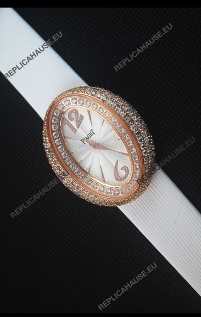 Piaget Limelight Magic Hour Swiss Quartz Watch Rose Gold in White Strap