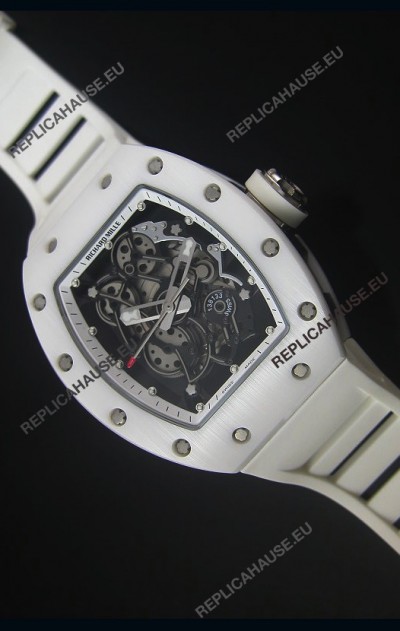 Richard Mille RM055 White Ceramic Case Watch in White Inner Bezel