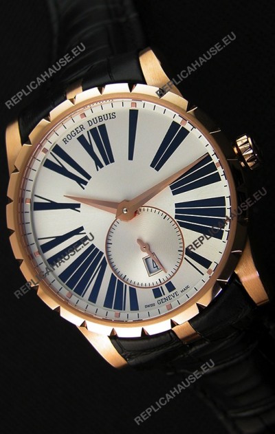 Roger Dubuis Excalibur RDDBEX0587 Pink Gold Steel White Dial Swiss Replica Watch
