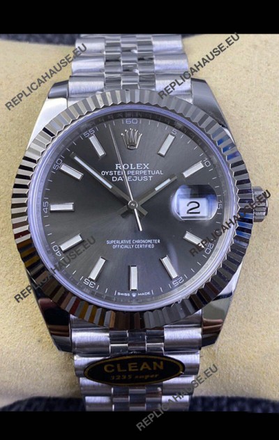 Rolex Datejust 41MM Cal.3135 Movement Swiss Replica Watch in 904L Steel / Grey Dial