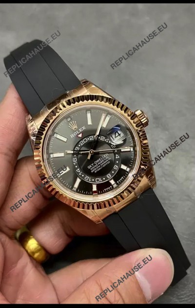 Rolex Sky-Dweller REF# M336235 Black Dial Rose Gold Watch in 904L Steel Case 1:1 Mirror Replica
