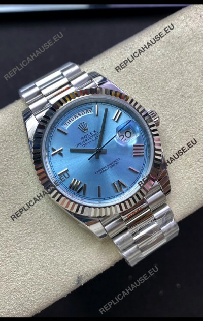 Rolex Day Date M228236-0012 904L Steel 40MM - Ice Blue Dial 1:1 Mirror Replica