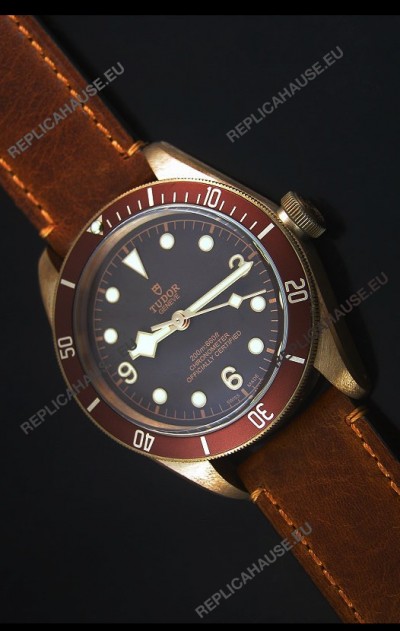 Tudor Heritage Bay Bronze Swiss Replica Watch with Leather Strap