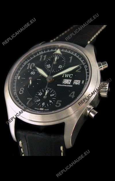 IWC Der Flieger Chronograph Swiss Replica Watch in Black Dial