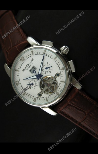 Mont Blanc Flying Tourbillon Japanese Replica Watch in White Dial