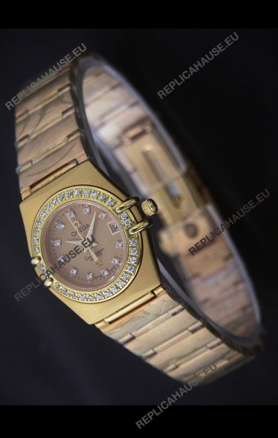 Omega Full Gold Diamonds Constellation Japanese Watch