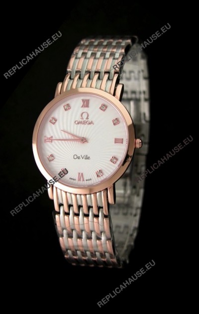 Omega DeVelie Japanese Replica Rose Gold Watch 