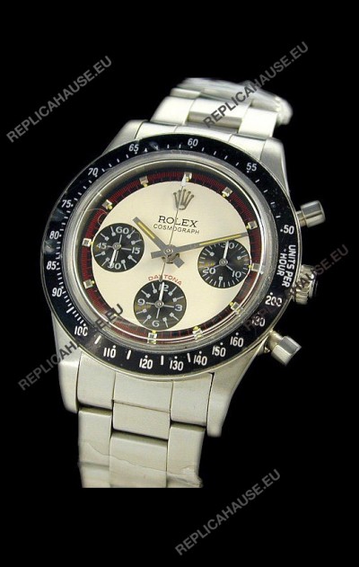 Rolex Daytona Paul Newman Edition Replica Steel Watch in White Dial