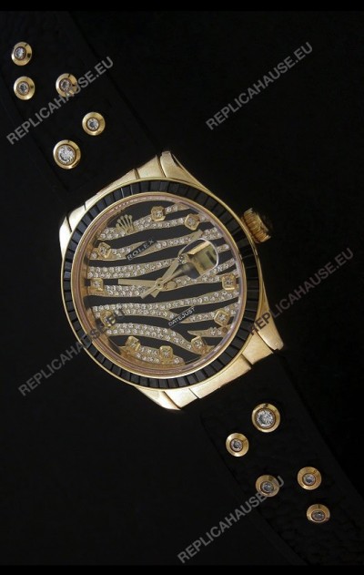 RolexÂ DateJust Gold Diamond Swiss Replica Watch