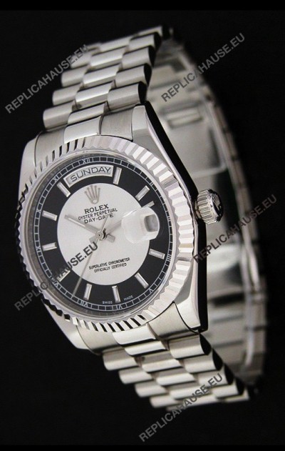 Rolex Day Date Just swissÂ Replica Watch in Black & White Dial