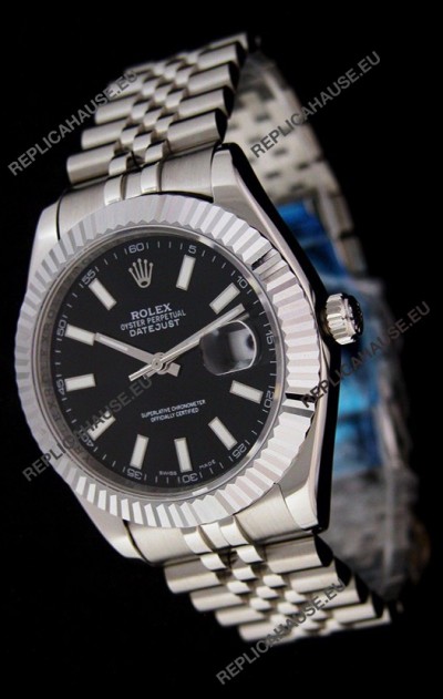 Rolex DateJust Swiss Replica Watch in Black Dial