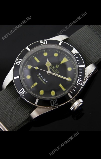 RolexÂ Submariner Swiss Replica Watch in Domed Crystal Nylon Strap