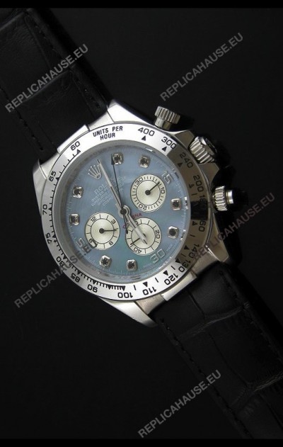 Rolex Daytona Japanese Replica Steel Watch in Light Blue Dial
