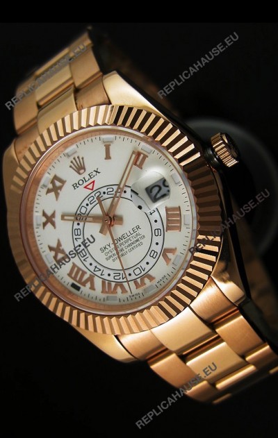 Rolex Sky-Dweller 18K Rose Gold Watch in White Dial Roman Numerals